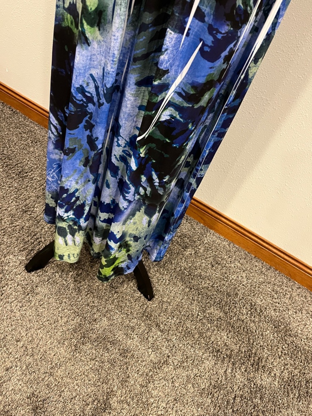 AB Studio Blue paisley print V-Neck Sleeveless Maxi Dress size 6 - Picture 4 of 12